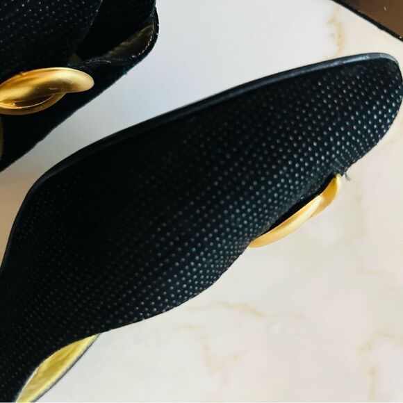 Bruno Magli Elegant Black and Gold Slingback Leather Heels size 9 AA. - Picture 5 of 10